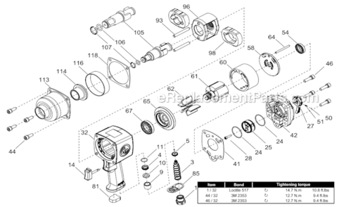 Page A Diagram and Parts List for CP6773  Chicago Pneumatic Wrench